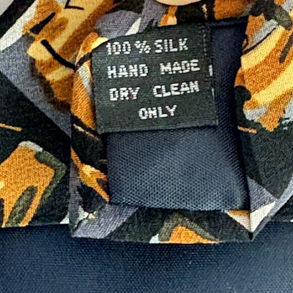 J Garcia Tie Jerry Garcia Yellow Gray Abstract Print 100% Silk Necktie - Picture 4 of 7